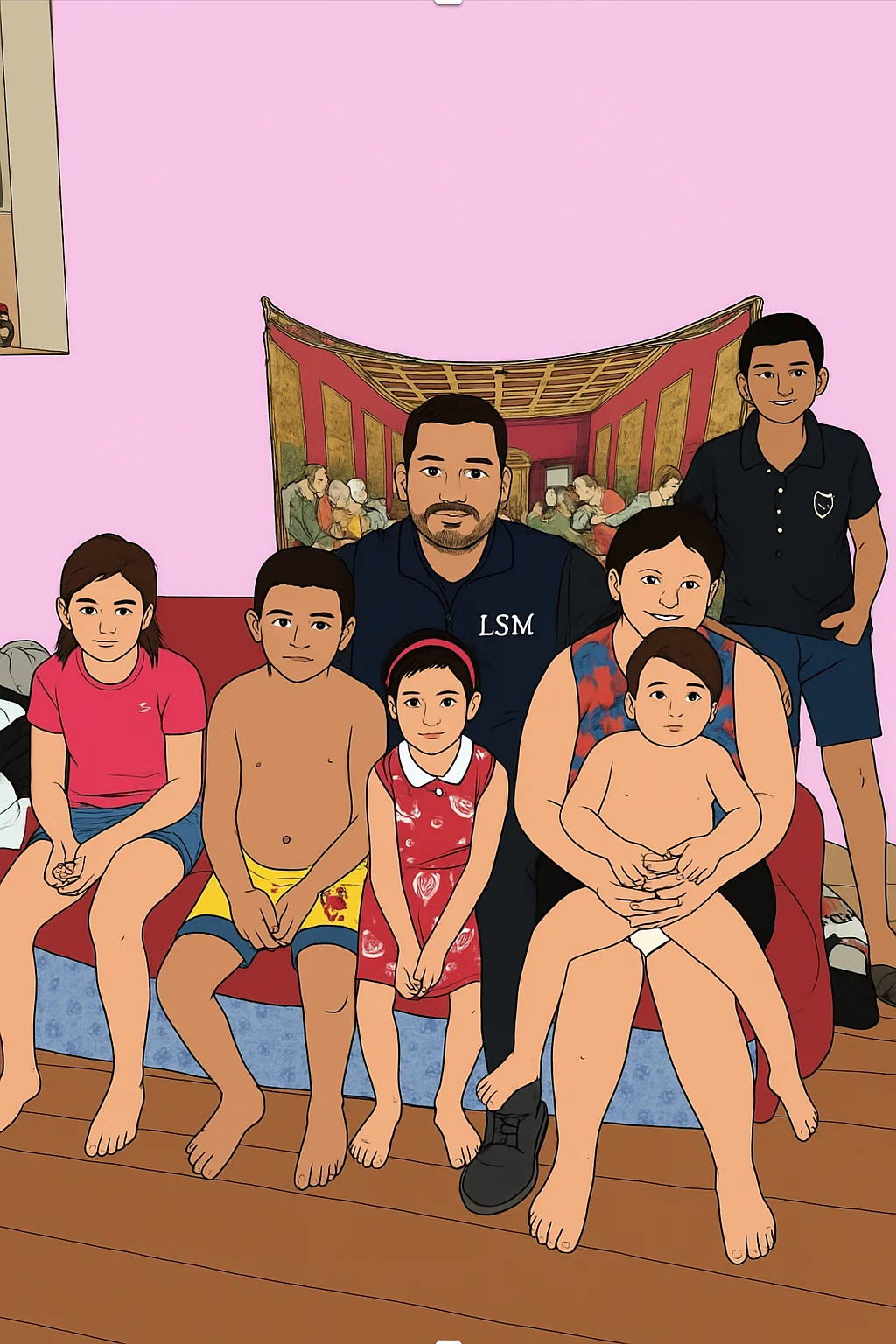 Illustration de la famille aidée par Les Samaritains